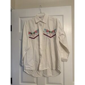 Casey Coleman Vintage Cowboy Western Embroidered Button Down size M/L Horse